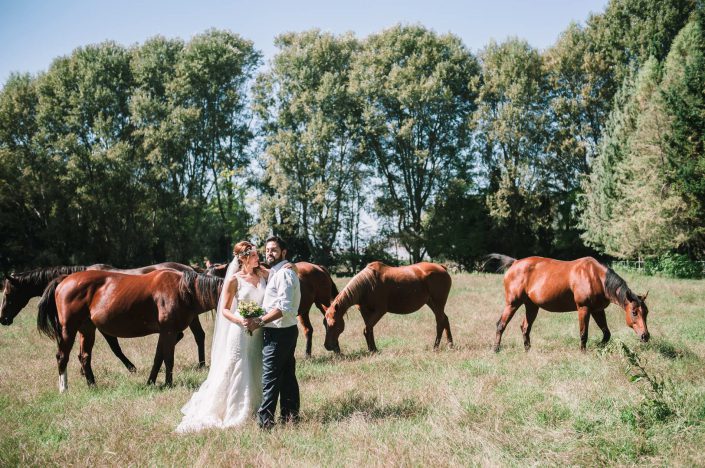 Ρομαντική φωτογράφηση γάμου με άλογα στο δάσος